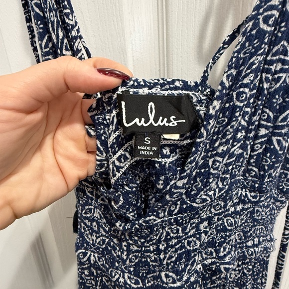 Lulu's Indigo and White Patterned Dress - Picture 3 of 5